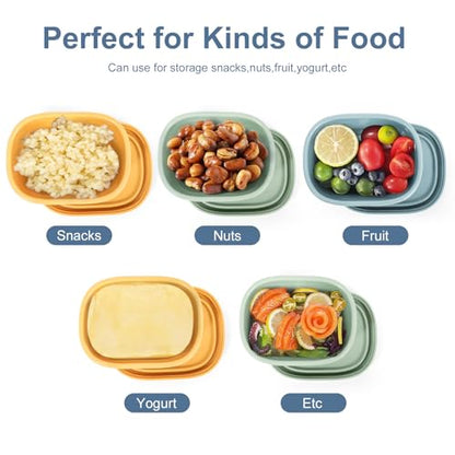 4 pcs 10 oz Silicone Snack Containers for Kids Small Food Containers with Lids, Fruit Container for Lunch, Stackable Lunch Container for Kids, Daycare, School and Travel - size: 10oz-4pcs