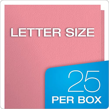 Oxford Twin-Pocket Folders, Textured Paper, Letter Size, Pink, Holds 100 Sheets, Box of 25 (57568EE) - color: Pink, size: 25 Count (Pack of 1)