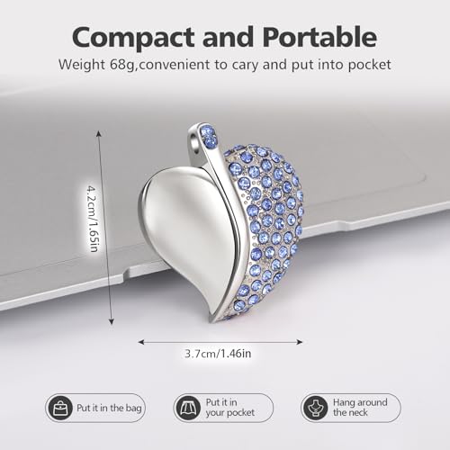 High Speed USB 3.0 Flash Drive,Cute Romantic Heart Shape USB Memory Stick,Thumb Drive for Photos, Music, Files Storage (Blue, 32, GB) - color: Blue