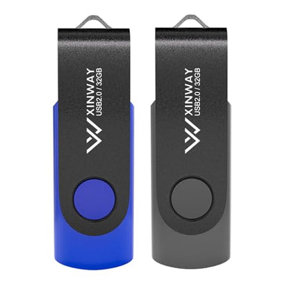 32GB USB 2.0 Flash Drives Thumb Drive Memory Stick Jump Drive Swivel Design, (2 Pack Tow Colors: Black Blue) - color: 32GB Black Blue