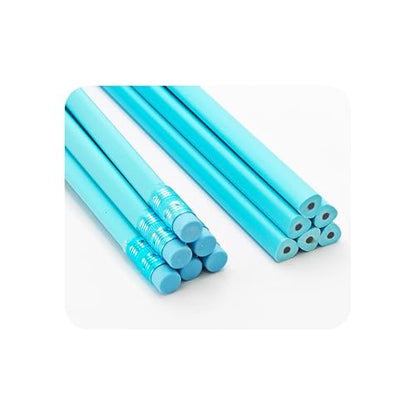 24Pcs HB Graphite Triangular Grip Wood Pencils with Eraser for School, Drawing and Sketching, and Office Use(Blue) - color: Blue