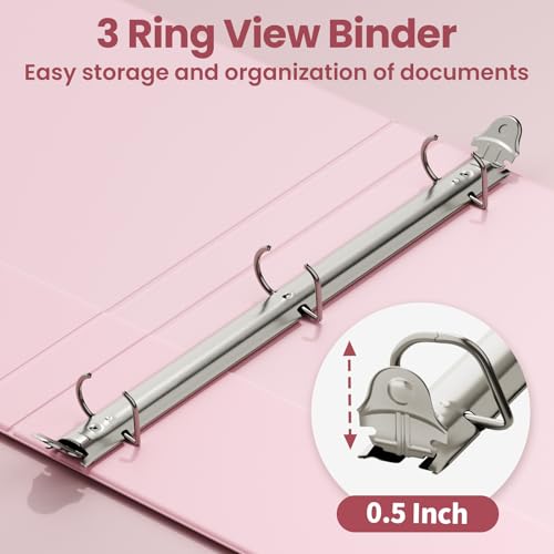 SUNEE 3 Ring Binder 0.5 Inch D Ring, Clear View Binder Three Ring PVC-Free (Fit 8.5x11 Inches) for School or Office Supplies, Assorted Pastel, 4 Pack - size: 0.5 Inch