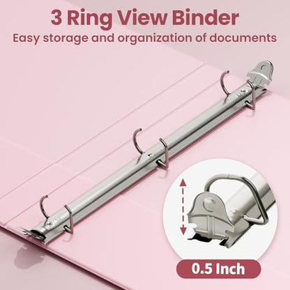 SUNEE 3 Ring Binder 0.5 Inch D Ring, Clear View Binder Three Ring PVC-Free (Fit 8.5x11 Inches) for School or Office Supplies, Assorted Pastel, 4 Pack - size: 0.5 Inch
