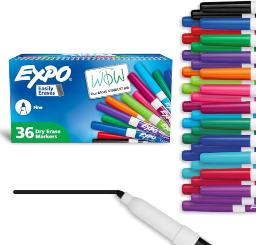 EXPO Dry Erase Markers, Low Odor Ink, Assorted Colors, Fine Tip,Whiteboard, Calendar, Organization, Essential Supplies for Office, School, Classroom, Teachers (Pack of 216) - size: 1 Count (Pack of 216)