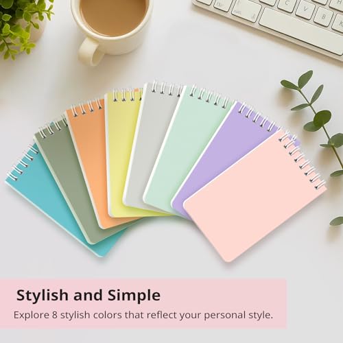 Taja Set of 8 Mini Pocket Notebook Top Spiral Nursing Notepads | Soft Harmony 3" x 5", Mini Little Spiral Notebook, Nursing Notepad, Perfect for Work, School, Office, Nurse, Travel - color: J.Soft Harmony-4 Set