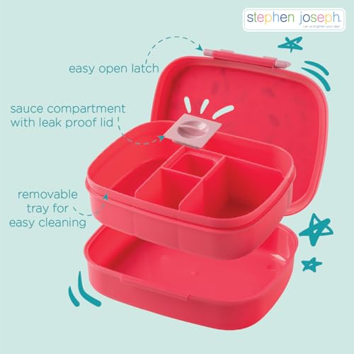 Stephen Joseph, Bento Box for Kids with 5-Compartment, Leak Proof Lid Lunch Box, BPA Free Bento Box for Ages 3-7, Toddler Lunch Box with Leak Proof Sauce Compartment, Farm - color: Farm