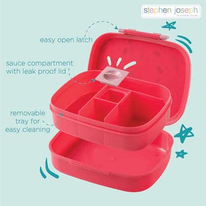 Stephen Joseph, Bento Box for Kids with 5-Compartment, Leak Proof Lid Lunch Box, BPA Free Bento Box for Ages 3-7, Toddler Lunch Box with Leak Proof Sauce Compartment, Farm - color: Farm