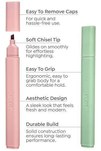 BLIEVE Bible Highlighters No Bleed Through, Chisel Tip, 5 Pack - color: EARTHY