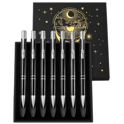 Luxury Black Gel Pens Set, 7 Pack Retractable 0.5mm Fine Point Metal Gel Pens with Smooth Black Ink, Executive Writing Pens in Premium Gift Box for Office, Business, Clients, Coworkers & Gifts - color: Black