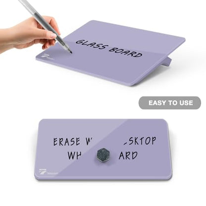TOWON Small Glass Dry Erase Board, Desk White Board with Standing, Mini Whiteboard Easel Pad Set, Stenography Artifact for Office, Home and School Supplies, 8 x 6 Inches, Purple - color: Purple