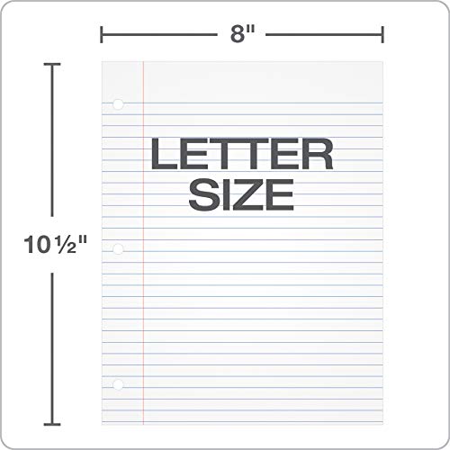 Oxford Filler-Paper, 8 x 10-1/2 Inch Wide Ruled Paper, 3 Hole Punch, Loose Leaf Notebook Paper for 3 Ring Binders, (62330), white (Pack of 2500) - size: Pack of 2500