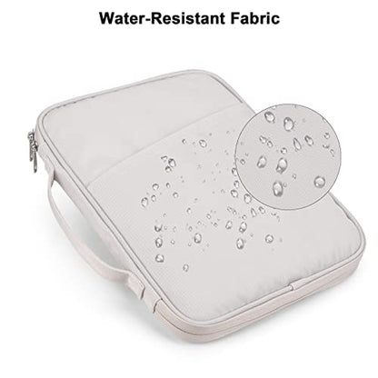 Tablet Sleeve 9-11", Fits iPad Pro 11" M5/M4, Slim Case Friendly | Water-repellent nylon, padded; fits Samsung Galaxy Tab S9/S8; pockets for charger & earbuds — 7 oz, commute & travel ready. - color: White Gray, size: 9-11