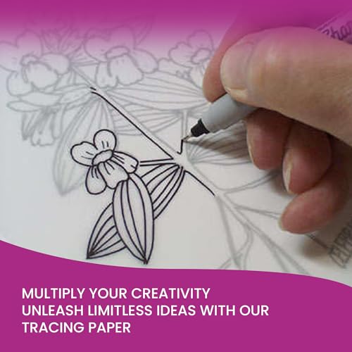 Tracing Paper 8.5x11 in, 100 Sheets, Transparent Sketch Paper 63gsm | Translucent, Sketching & Drafting, Overlays, Pencil Marker & Ink, Premium - size: 8.5" x 11" (100 Sheet)