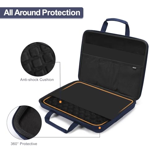 MOSISO 15.6-16 inch Laptop Hard Case, 15 inch Shockproof Waterproof Laptop Case Hard Shell Compatible with MacBook HP Dell, Carrying Sleeve Computer Bag with Sturdy Handle&Front Pocket&Belt, Navy Blue - color: Navy Blue, size: 16 inch