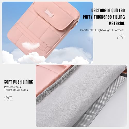 11 Inch Tablet Sleeve Bag，11-12.4 Inch Puffy Tablet Sleeve for iPad A16 2025,iPad Air 11 inch M4 M3 M2, iPad Pro 11 M5 M4, Samsung Galaxy Tab S10+, S9+, S9 FE+, S8+,S7+ 12.4" Fluffy Shoulder Bag(Pink) - color: Pink