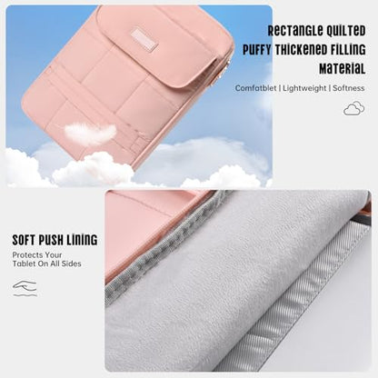 11 Inch Tablet Sleeve Bag，11-12.4 Inch Puffy Tablet Sleeve for iPad A16 2025,iPad Air 11 inch M4 M3 M2, iPad Pro 11 M5 M4, Samsung Galaxy Tab S10+, S9+, S9 FE+, S8+,S7+ 12.4" Fluffy Shoulder Bag(Pink) - color: Pink