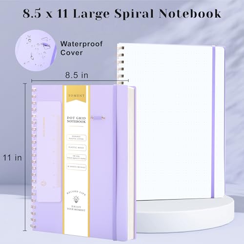 Yoment Bullet Dotted Journal Spiral Notebook 8.5 x 11 A4 Large Dot Grid Notebooks, 100 GSM Thick Dot Paper, Journaling Notebooks for Work School Sketching, A4 Purple - color: Purple, style: F - Dotted - A4