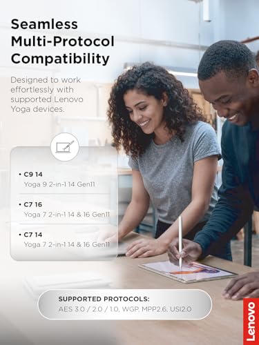 Lenovo Yoga Pen 2 with Magnetic Pen Case, AES 3.0 Stylus with 8192 Pressure Levels, USB C Rechargeable, Tilt Detection, Multi Protocol Support for Lenovo Yoga 2 in 1 PCs, Seashell - color: Seashell
