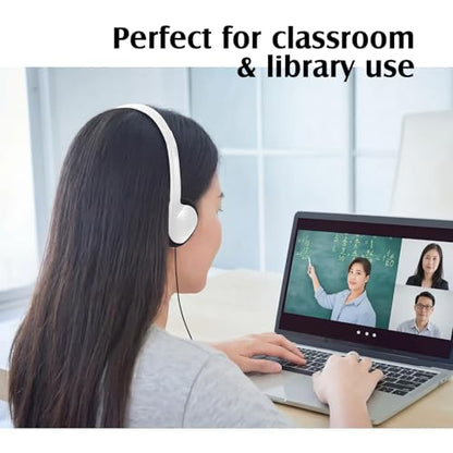 Flutesan 20 Pack Headphones Bulk Libraries Wired on Ear Headphones Over The Head Earphones for Boys Girls Adults(White) - color: White