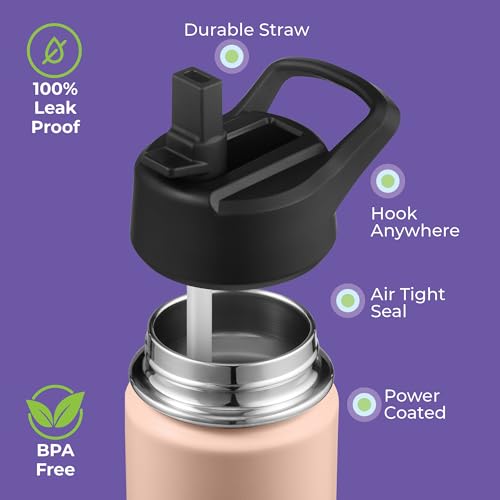 SIPX™ 12 oz Insulated Water Bottle with Straw Lid – Leakproof Stainless Steel, BPA-Free, Easy to Carry – Perfect for School, Camp, Sports & Travel – Peach - color: Peach