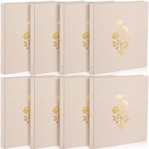 ReliThick 8 Pcs Aesthetic 3 Ring Binder 1 Inch Sturdy Cute Three Round Rings Binder Decoration for Letter Size Paper Organizer with 2 Pockets for Paperwork School Office Home Work Women Men(Beige) - color: Beige