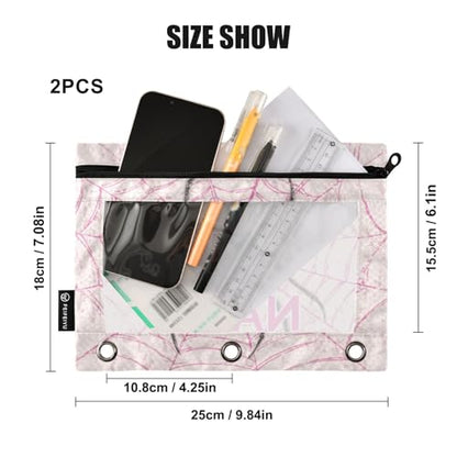 Custom Text Black Spider Pink Web Pencil Pouch for 3 Ring Binder Personalized Text Photo Pencil Case Clear Window Pencils Bag for School Office 2 Packs - color: Custom Black Spider Pink Web