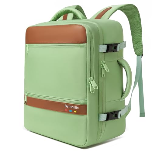 Travel Laptop Backpack, Carry On Backpack for Work & Business Trips, 180° Opening Travel Bag with Laptop Compartment, Commuter Backpack for Men & Women (Green, 25L) - color: Green, size: L (7x11x16.8")