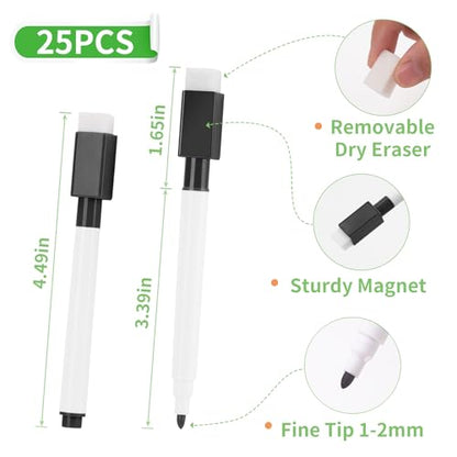 200 Pcs Black Magnetic Dry Erase Markers with Eraser Cap, White Board Mini Dry erase Markers Bulk, Fine Point Tip White Board Markers for Teachers Office School Supplies - size: 1 Count (Pack of 200)