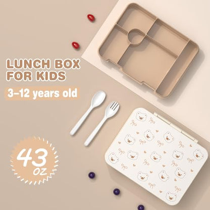 ACESAK Backpack for Girls with Bento Box - 4 PCS Cute Girls Backpack with Lunch Box, Pencil Case & Bento Box Set - 43oz Leakproof Lunch Box Kids Snack Containers Set Back to School Supplies (Beige) - color: Beige