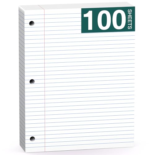 Note Pads 8 X 10.5 Loose Leaf Paper, 100 Sheets, 3 Hole Punched Lined Paper, College Ruled 8 X 10.5 Notebooks, 10-1/2" X 8 Binder Writing Pads, Filler Paper For Engineering, Office, School Supplies - style: White-College Ruled-1 Pack