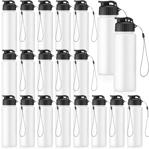 Mifoci 20 Pieces Water Bottle Bulk 17 oz Plastic Water Bottles Bulk Gym Sports Adults Reusable Large Bottles with Leak Proof Flip Top for Party Outdoor (Solid White) - color: Solid White
