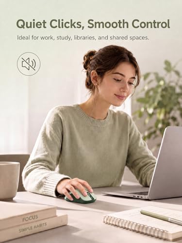 RAPIQUE Bluetooth Wireless Mouse, Dual Bluetooth & 2.4G USB Receiver, Quiet Clicks, Right-Hand Ergonomic 6 Button Mouse, Adjustable DPI, AA Battery, for Laptop, PC, Mac, Tablet - Avocado Green - color: Avocado Green
