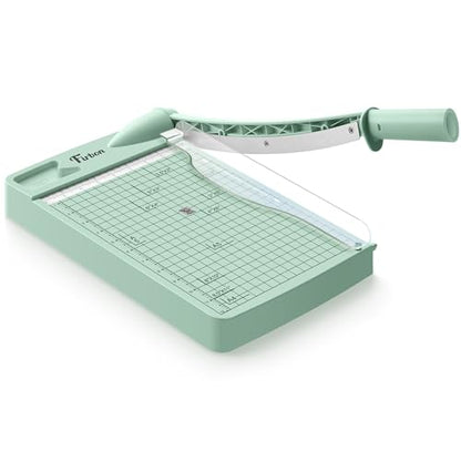Firbon 12" Guillotine Paper Cutter, Heavy Duty 12-Sheet Capacity Trimmer for Cardstock, Photos, Scrapbooking, Office, Classroom, Studio (Morandi) - color: Morandi