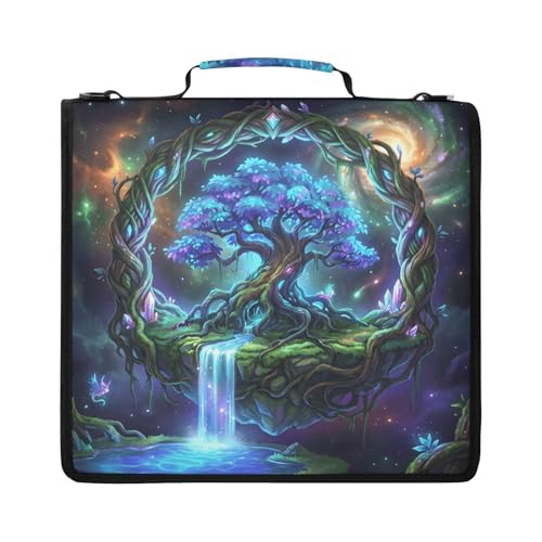 Fantasy 2inch 3 Ring Zipper Binder Multi-Pocket Storage Holds 14 Inch Laptop for Students and Office Use - color: Fantasy