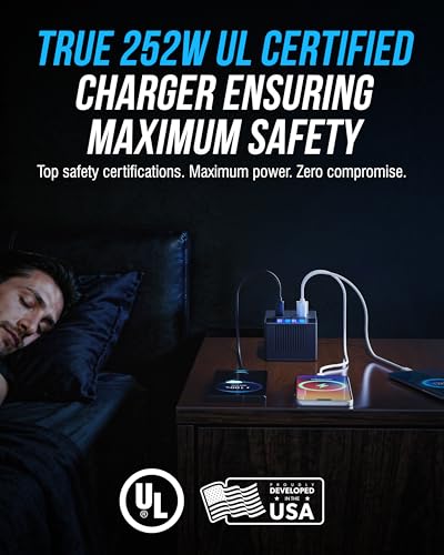 SABRENT VOLTIK Charging Station, 252W 8-Port USB C and USB A Desktop Charger, UL Certified with Real-Time LCD Display, Fast Charging for MacBook, iPhone, Samsung and More - size: 8-Port