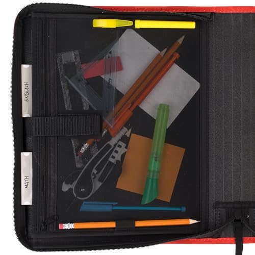 Five Star Zipper Binder, 1-1/2 Inch 3-Ring Binder with Round Rings, 3-Pocket Expanding File, 500 Sheet Capacity, Fire Red (72206) - color: Red