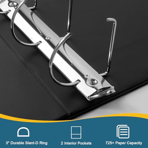 CIXILDTS 3" 3 Ring Binder, Standard 3-Inch Slant-D Ring Binder Fit Letter Size Paper, Presentation View Binders, 2 Packs, Black - color: Black, size: 3", style: 2-Pack