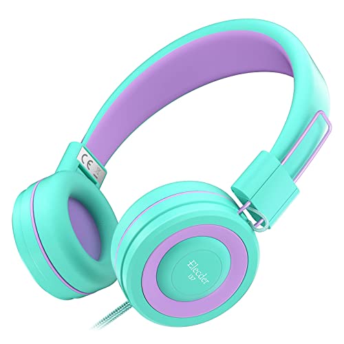 ELECDER i37 Kids Headphones for School Children Girls Boys Teens, Green | Foldable Adjustable Lightweight, 3.5mm Audio Jack On Ear Headphones for Smartphones Chromebook Computer PC Tablets Travel - color: Green, size: Kids Teen, style: On-Ear with 3.5 mm