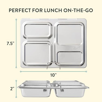 PlanetBox Launch Stainless Steel Lunchbox Replacement - Brushed Finish, Recycled Bento Box Container for Kids and Adults, Sustainable Lunch Box - size: 3 Compartments