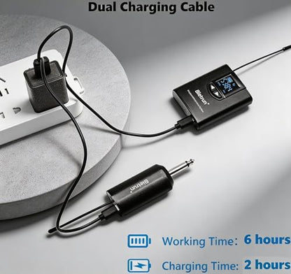 Bietrun UHF Wireless Lavalier Lapel Microphone System/Headset Mic/Stand Mic, 165ft Range, Rechargeable Transmitter Receiver, 1/4" Output, for iPhone,Android,PA Speaker,DSLR Camera,YouTube, Recording