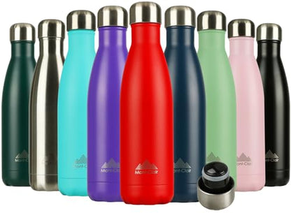 Mont-Clair Stainless Steel Water Bottle, Vacuum insulated - BPA Free, 12h Hot & 24h Cold Drinks, Metal Water Bottle 17 oz Leakproof, Ideal for Adult, Kids, Running - Red - color: Red, style: 17 Ounces