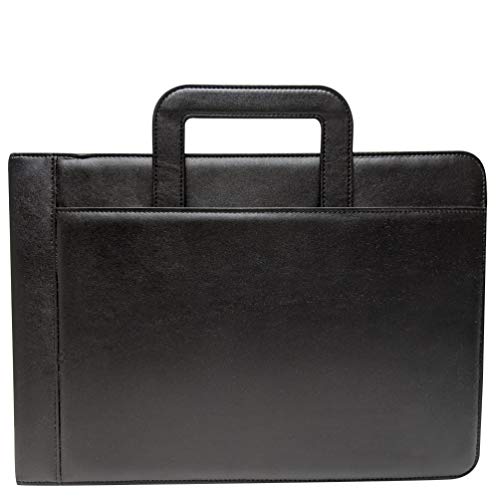 MSP 7 Ring Business Check Portfolio, Business Checkbook Briefcase in PU Leather with Handles, Zip Pockets, 3 Ring Binder, Carry 500 Business Check- Black