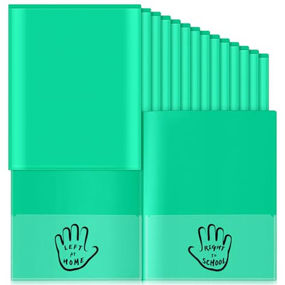 Henoyso 24 Pcs School to Home Folder with Pocket Plastic Heavy Duty Clipboard Folder with Clear Front Pocket Homework Take Home Folders for School Students Parent Teacher Communication(Green) - color: Green