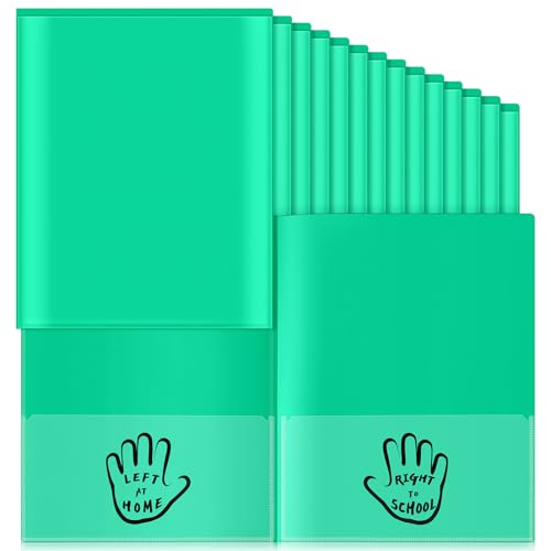 Henoyso 24 Pcs School to Home Folder with Pocket Plastic Heavy Duty Clipboard Folder with Clear Front Pocket Homework Take Home Folders for School Students Parent Teacher Communication(Green) - color: Green