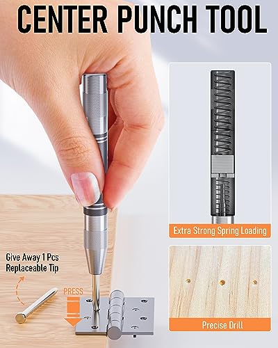 Nicpro 11 Pack Carpenter Pencil Set with Sharpener, Mechanical Carpenter Pencils with 40 Refill, Automatic Center Punch and Carbide Scribe Tool, Heavy Duty Construction Pencil for Architect-With Case - size: 15 Pack