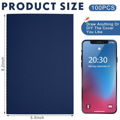 Mimorou 100 Pcs Journals Notebooks Bulk - Kraft Softcover A5 Small Notebooks 5.5 Inch x 8.3 Inch Notepads with 60 Page 30 Sheet for Writing Sketch Travel Office Supplies(Black, Navy,Lined) - color: Black, Navy, style: Lined