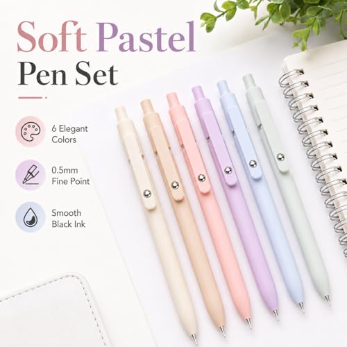 ACEES 6Pcs Gel Pens 0.5mm Fine Point Black Ink Pens With Smooth Writing,Quick Dry Pens For Journaling,Valentines Day Office Writing Supplies for Women Nurse(Macaron) - color: Macaron