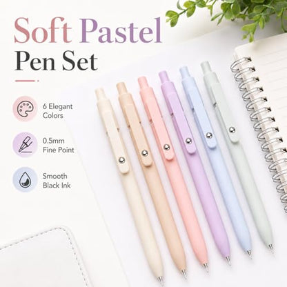 ACEES 6Pcs Gel Pens 0.5mm Fine Point Black Ink Pens With Smooth Writing,Quick Dry Pens For Journaling,Valentines Day Office Writing Supplies for Women Nurse(Macaron) - color: Macaron