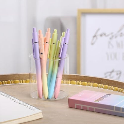 Mr. Pen- Retractable Gel Pens, 6 Pack, Gradient Color Barrels | Black Gel Pens, Fast Dry, Fine Point 0.5mm, Retractable, Cute Pens, Gel Ink Pens, Aesthetic Pens for Journaling - color: Gradient Barrels