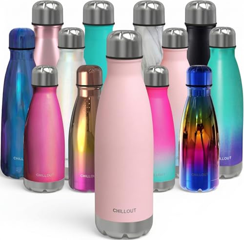 CHILLOUT LIFE Stainless Steel Water Bottle: 17 oz Double Wall Insulated Cola Bottle Shape for Cold and Warm Drinks, BPA Free Metal Sports Bottle - color: Blush Pink, size: 17 Ounces, style: 1 Pack